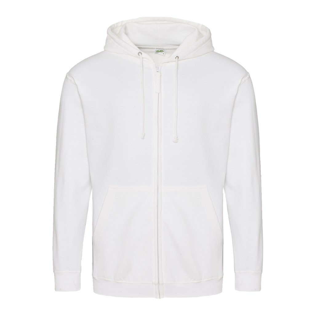 AWDis JH050 Zoodie – zip hoodie with your logo – Arctic White – przód